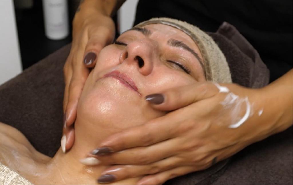 person who takes care of their skin, through beauty treatments