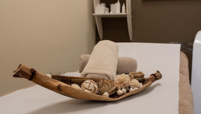 detail of the bed with objects for advanced beauty treatments