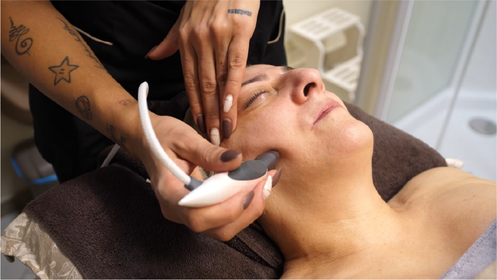 woman receiving anti aging treatments with advanced technologies