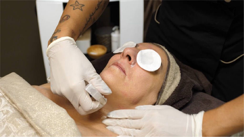 woman receiving anti aging treatments with advanced technologies